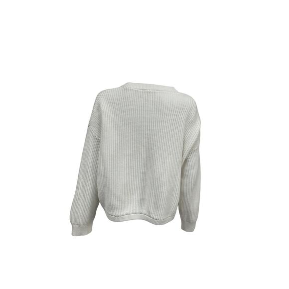 White And Warren White Organic Cotton Ribbed Crewneck Sweater Size M - Picture 3 of 5